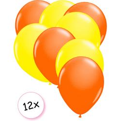 Ballonnen Neon Oranje & Neon Geel 12 stuks 25 cm